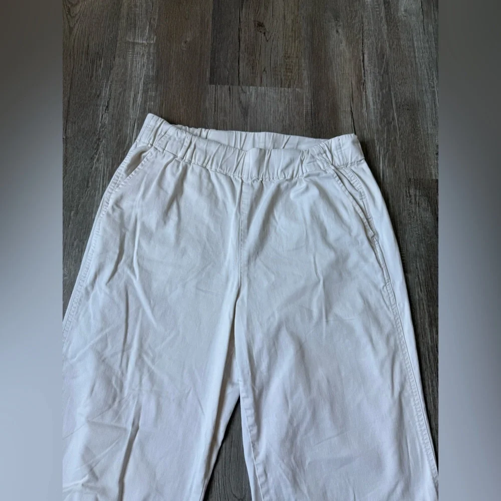 J. Crew Wide Leg Trouser Pants White Cream Size M Stretchy Hippie Boho Trendy